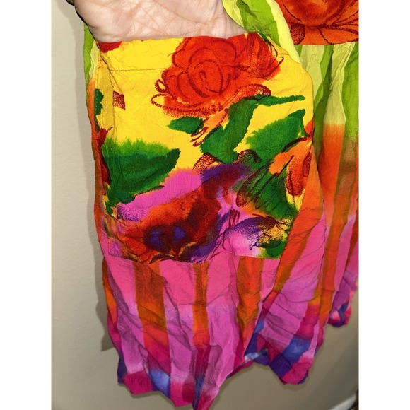 1990s Jams World Brightly Colored Abstract Flower Print Vintage 90s Mini Dress L - Picture 6 of 6